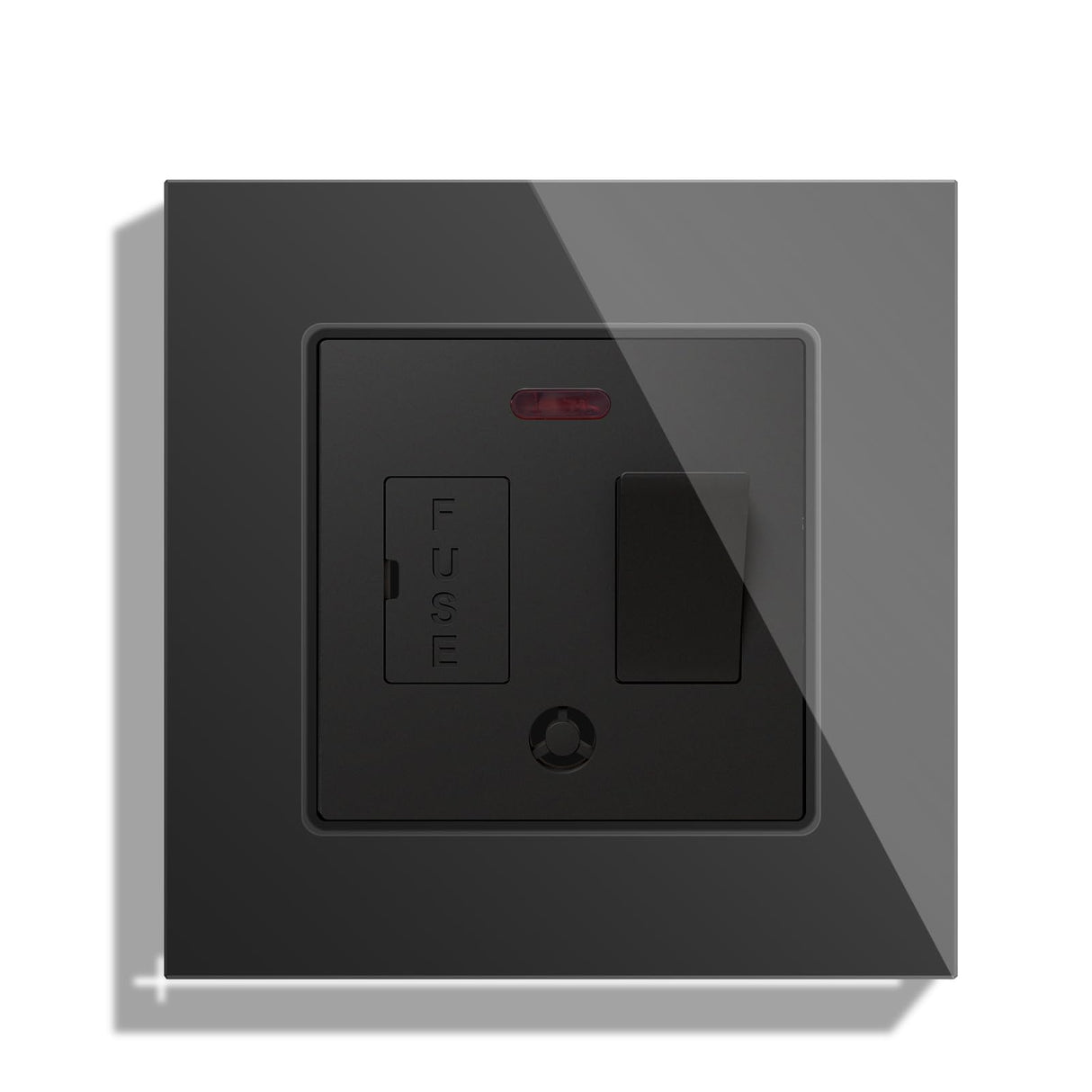 BSEED Double Switched Wall Socket 2 Gang Black with USB C & USB A Charging Ports, 13A Wall Electric Power Socket with Glass Panel