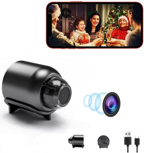 Mini Hidden Camera, 1080P HD, Portable Nanny Cam with Night Vision and Motion Detection, Built-in Battery, Covert Security Camera for Home/Office/Indoor/Outdoor