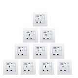 BSEED Double Switched Wall Socket 2 Gang Black with USB C & USB A Charging Ports, 13A Wall Electric Power Socket with Glass Panel
