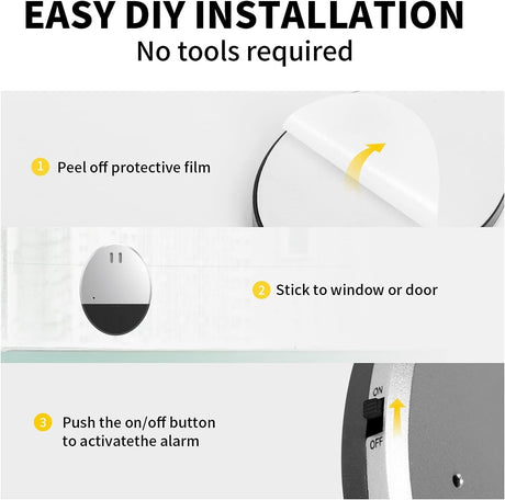Door Window Alarms Anti-Theft Device, And Security Alarms, Vibration Sensor Alarm, 130Db Loud Clear, Magnetic Burglar Alert Ultra, Thin For Home Apartment