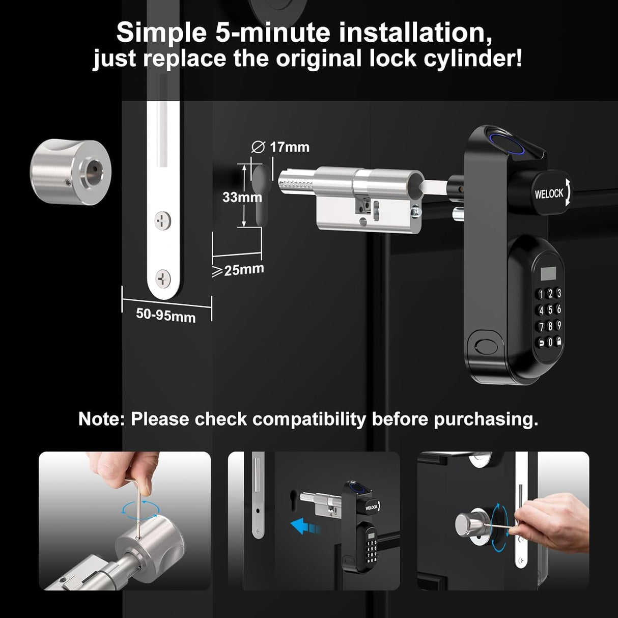 WELOCK U81 Smart Door Lock, Fingerprint + WiFi + RFID + Mechanical Key