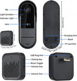 UanTii Tuya Smart Video Doorbell 720P HD Wireless Video Intercom Door Bell Camera Two-Way Audio Night version for Home Security