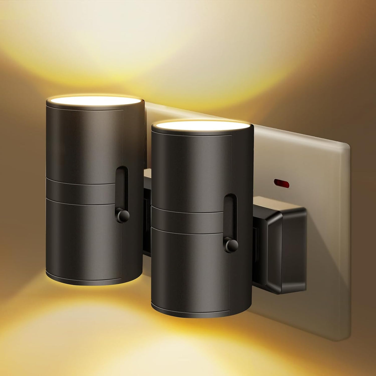 Night Light with Light Sensor, Warm White 3000K, 2 Pack | Dusk to Dawn Sensor, 0-100LM Dimmable, Plug in, Soft Light, Energy-Saving, for Bedroom Hallway Stair Bathroom Corridor