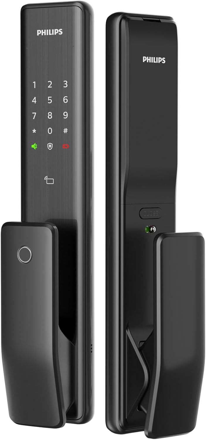 Philips EasyKey Alpha Push-Pull Smart Lock, Fingerprint, Black (ALPHA-5HB)