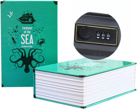 Colorful Diversion Book Safe with Combination Lock, Password Box & Metal Storage Safe for Home, Ideal Savings Coin Bank & Kids Storage Box, Heavy-Duty Steel Lining 18x11.5x5.5cm (green)