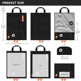 A4 Document Bag Portable File Organiser Bag Zip Portfolio Folder File Wallet with Handle File Carrying Case Large Document Holder Bag for Office School Business Travel Conference 37x27cm (Crow)