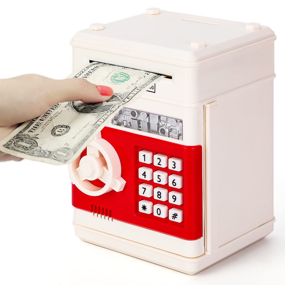 Refasy Piggy Bank for Girls & Boys, 4-11 Years - Electronic ATM Money Bank for Kids & Adults, Safe Coin Bank Toy, Pink