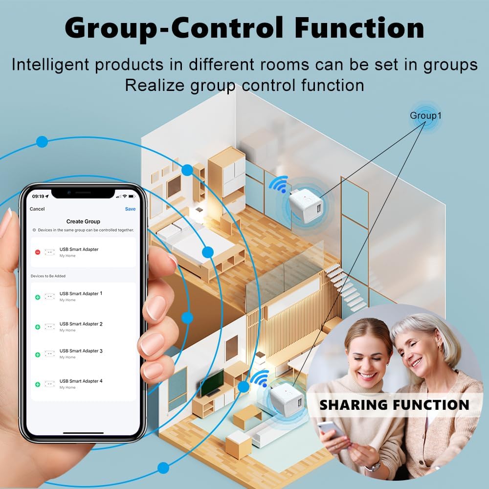 UanTii Smart Adapter Tuya Wifi USB Adapter Timing Schedule Adapter Smart Plug Woks with Smart Life App,Woks with Alexa and Google Home (1 gang)