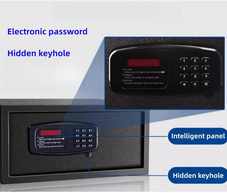 Safe Box for Home hotel, all steel password anti-theft，Electronic Money Box with Digital Keypad and Keys, Small Safe for Protect Money Laptop Jewelry A4 Documents, 42 X 37 X 20 cm（black）