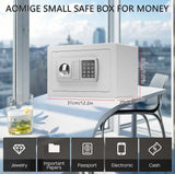 Small Home Safe,Digital Money Electronic Safe Box w/Pass Code Keypad & Keys for Hotel Office Buiness,Hidden Wall Security Safe Box for Valuable Cash Money Jewelry Documents (White, 8.5L)