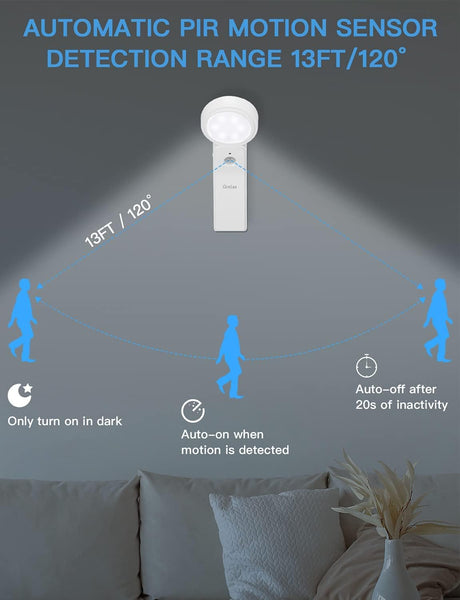 Motion Sensor Light Indoor Rechargeable Battery Powered LED Night Light with PIR Montion Sensor Bedroom Dusk to Dawn Light Sensor Auto Light Desk Lamp & Flashlight [White Light Energy Class A+++]