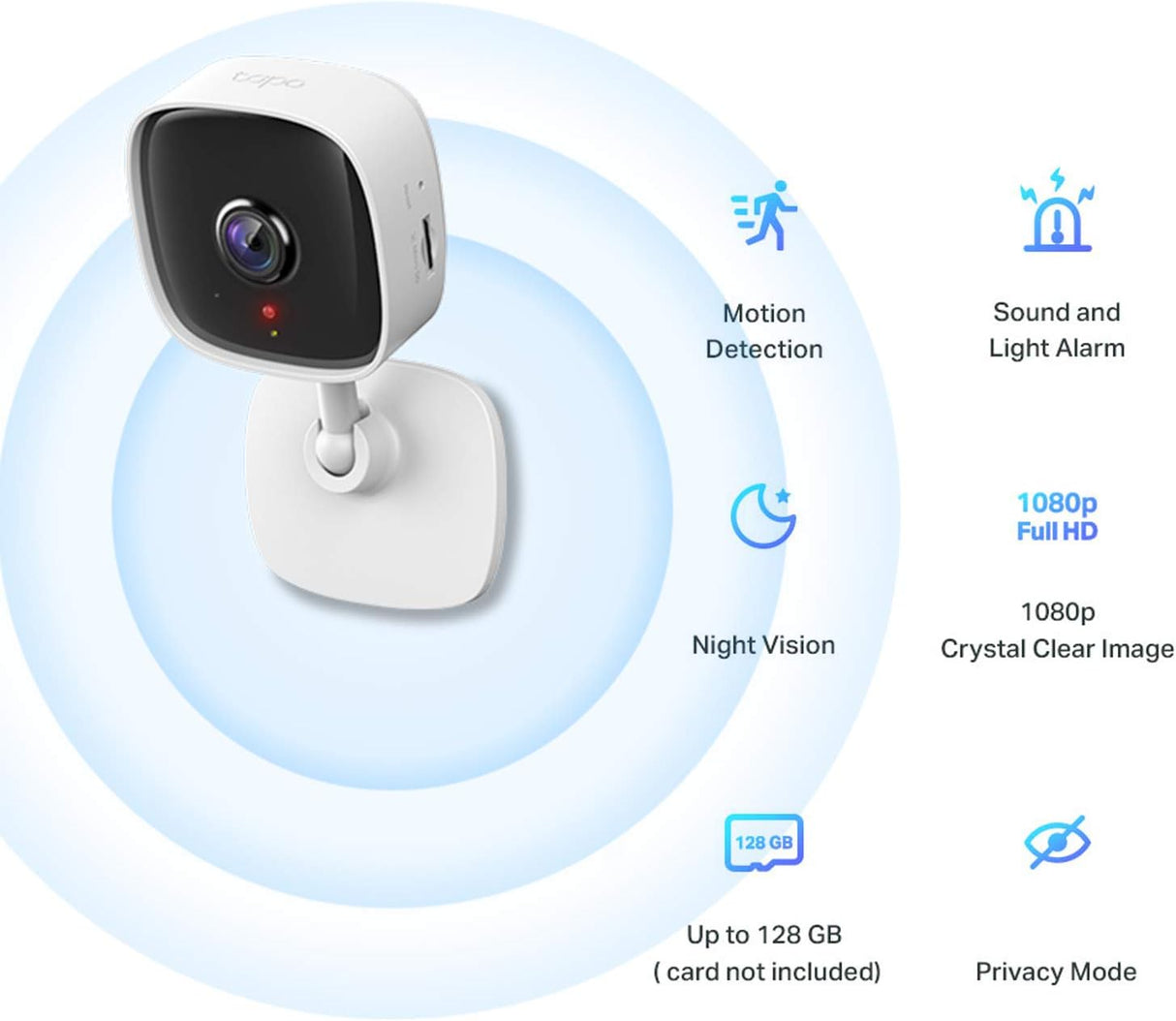 TP-Link Tapo 1080p Resolution Home Security Wi-Fi Camera With Advanced Night Vision| Motion Detection| Two-Way Audio| Sound and Light Alarm| Easy Setup (Tapo C100)