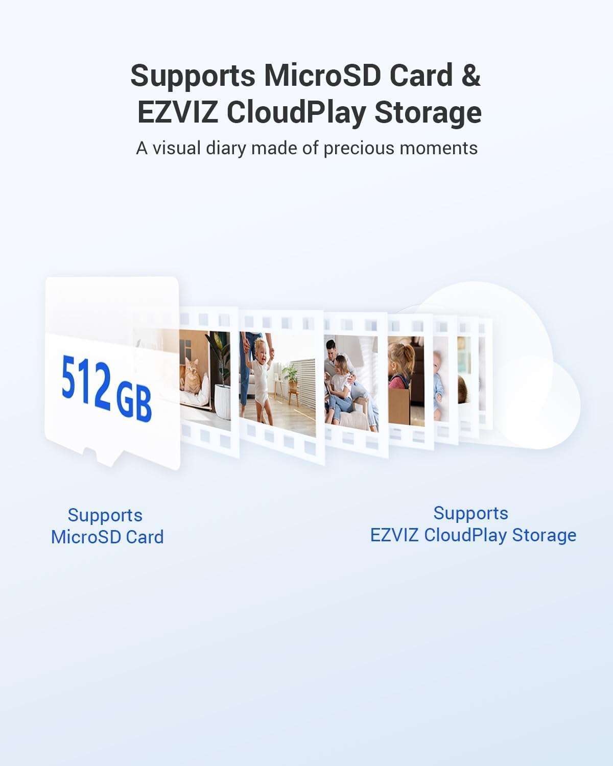 EZVIZ 2025 Mini Battery Camera Indoor Wireless 512GB, No Plug-in, No Subscription, with Audio Video, App Control, 2.4GHz, Motion/Human Detection, Night Vision, Two Way Audio, Google Alexa Control(CB2)