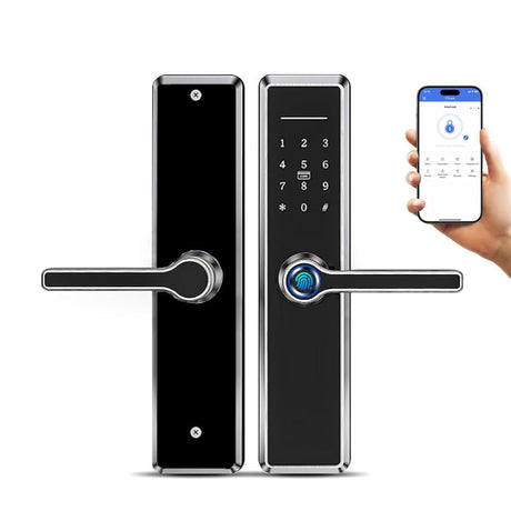 Smart Lock,Fingerprint Door Lock with 4585 Mortise.Keyless Entry Bluetooth Lock,Free APP,IC Card,Anti-peep Code,TT Lock App Control,for Home,Office,Apartment (R1)
