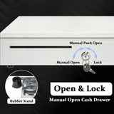 Cash Register Drawer 5 Grids, Cash POS Drawer with Micro Switch Auto Open Secure Money Cash Stand Removable 5 Bill 5 Coin Tray RJ11 Printer 3 Key-Locks for Business Shop Market 40x42x10cm
