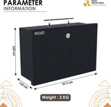 RIGID Large Cash Box | Steel Safe Box | Metal Security Chest with Key Lock | Durable Portable Money Box Safe for Bills Jewelry Receipts Coins (22 * 32.5 * 12 cm) Black - Assembled