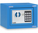 Rubik Mini Cash Deposit Drop Slot Safe Box with Key and Pin Code Option (Blue)