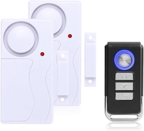Mengshen Door and Window Alarm, Anti-Theft Burglar Wireless Alarm with Remote Control for Home Security, Easy to Install, 105db (Includes 2 Alarm and 1 Remote Control)