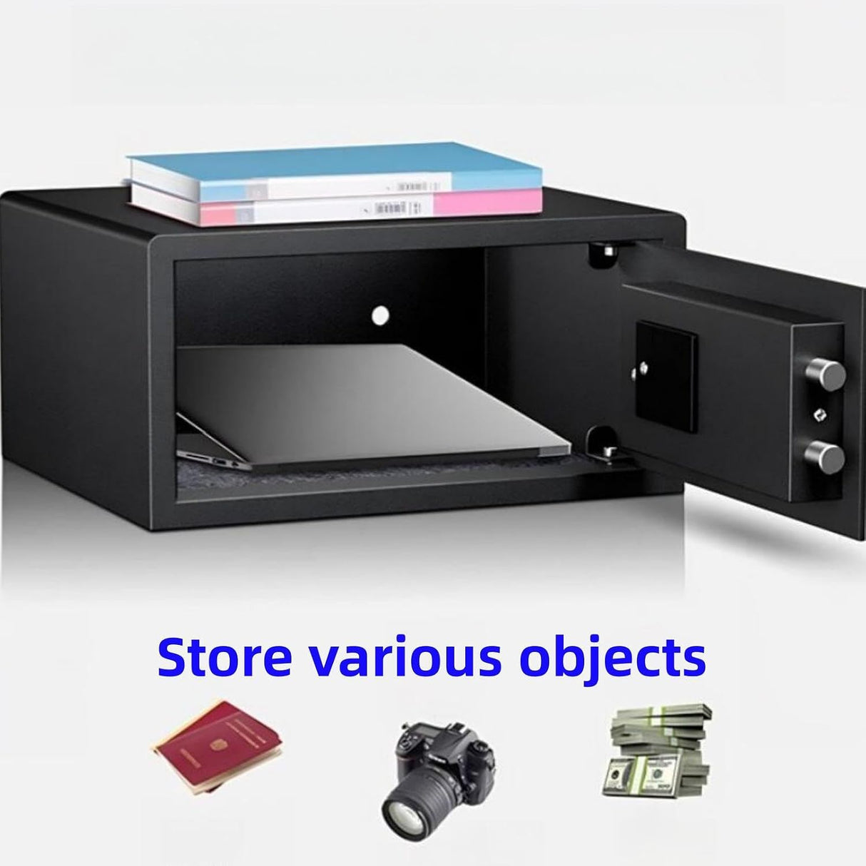 Safe Box for Home hotel, all steel password anti-theft，Electronic Money Box with Digital Keypad and Keys, Small Safe for Protect Money Laptop Jewelry A4 Documents, 42 X 37 X 20 cm（black）
