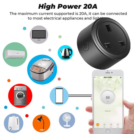 UanTii 20A Tuya Smart Plug WIFI Wireless Outlet Smart Socket Timing Schedule Power Monitoring Overload Protection Smart Life App Remote Control Works with Alexa and Google Home