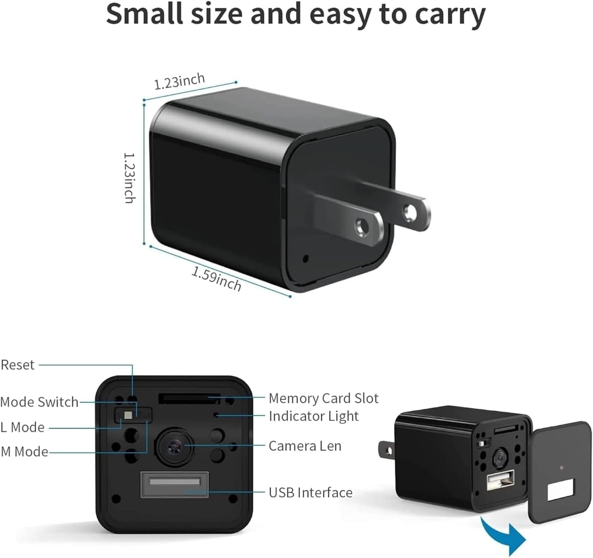 1080P WiFi USB Wall Plug Camera – HD Indoor Security Camera with Motion Detection, Night Vision & Loop Recording – Compact USB-Powered for Home and Office Monitoring