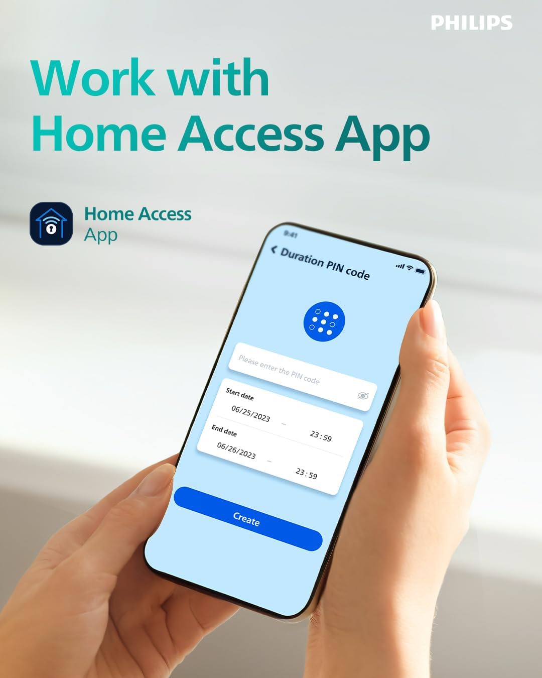 Philips EasyKey DDL615-5HBS Smart Lock, Fingerprint + PIN + RFID + App