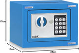 Rubik Mini Cash Deposit Drop Slot Safe Box with Key and Pin Code Option (Blue)