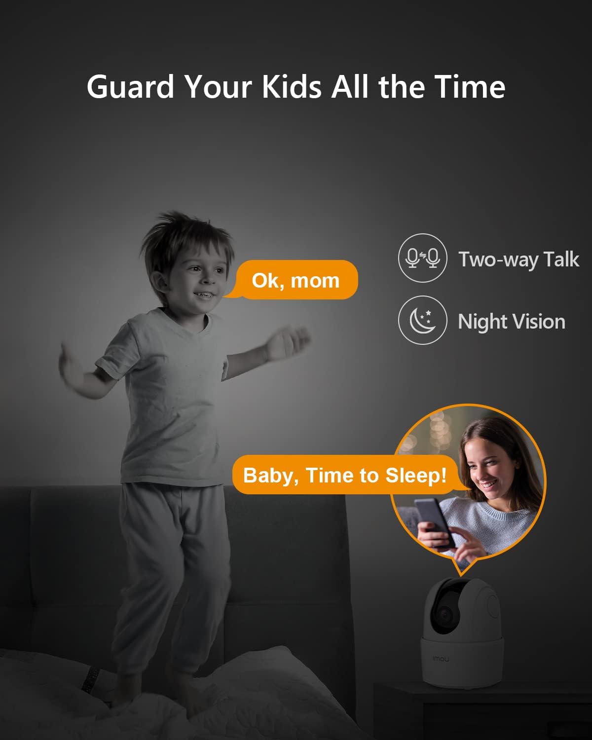 Imou 2K Security Camera for Home 3MP Surveillance Cameras Indoor Cam, 360° Wi-Fi Camera Indoor Ultra-Clear Camera Baby Monitor with Human Detection Motion Tracking Wireless Night Vision (Ranger 2C)