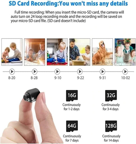 Mini Hidden Camera, 1080P HD, Portable Nanny Cam with Night Vision and Motion Detection, Built-in Battery, Covert Security Camera for Home/Office/Indoor/Outdoor