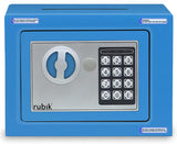 Rubik Mini Cash Deposit Drop Slot Safe Box with Key and Pin Code Option (Blue)