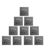 BSEED Double Switched Wall Socket 2 Gang Black with USB C & USB A Charging Ports, 13A Wall Electric Power Socket with Glass Panel