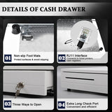 Cash Register Drawer 5 Grids, Cash POS Drawer with Micro Switch Auto Open Secure Money Cash Stand Removable 5 Bill 5 Coin Tray RJ11 Printer 3 Key-Locks for Business Shop Market 40x42x10cm