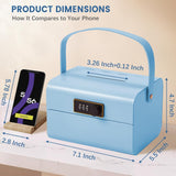 Mini Safe Box for Kids - Portable Money Lock with Combination Lock for Cash, Jewelry & Valuables, Lightweight Security Safe Metal Money Box for Cash Saving for Kids Boys Girls (Blue)