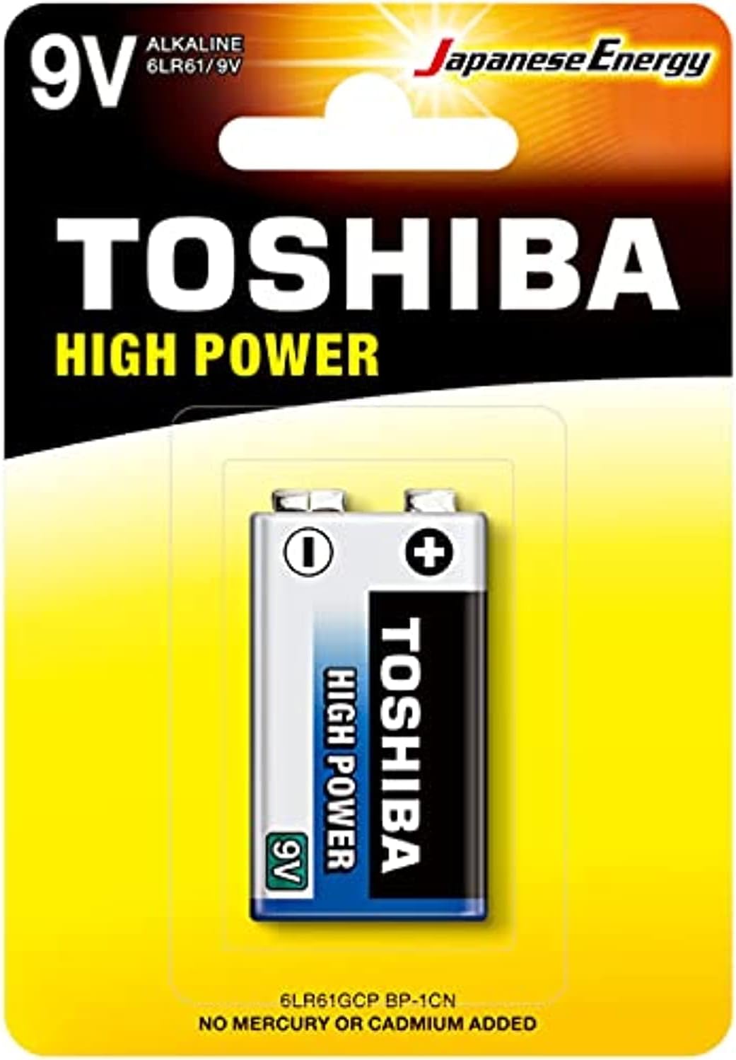 TOSHIBA 9V Alkaline Battery, High Power Vibration Resistant
