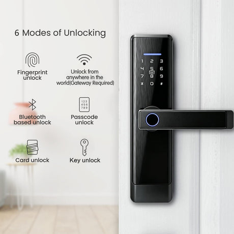 Smart Lock,Fingerprint Door Lock with 4585 Mortise.Keyless Entry Bluetooth Lock,Free APP,IC Card,Anti-peep Code,TT Lock App Control,for Home,Office,Apartment (R1)