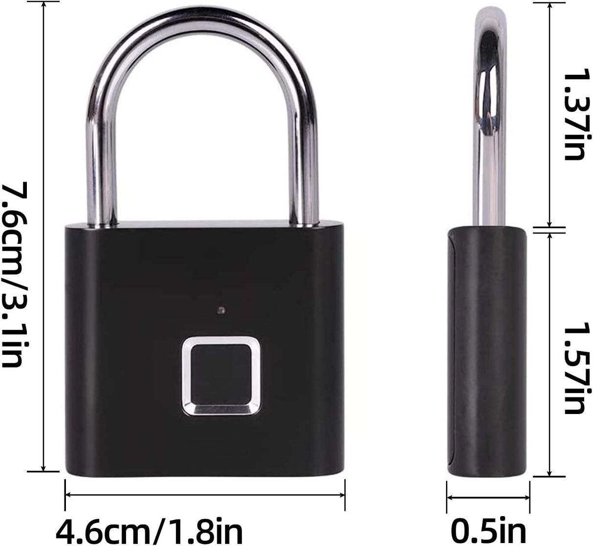 Fingerprint Padlock, Locker Lock, Smart Pad Lock Waterproof Small Portable Padlock with USB Charging for Locker, Luggage, Gym, Suitcas, School, Bike