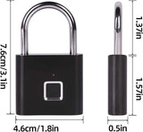 Fingerprint Padlock, Locker Lock, Smart Pad Lock Waterproof Small Portable Padlock with USB Charging for Locker, Luggage, Gym, Suitcas, School, Bike