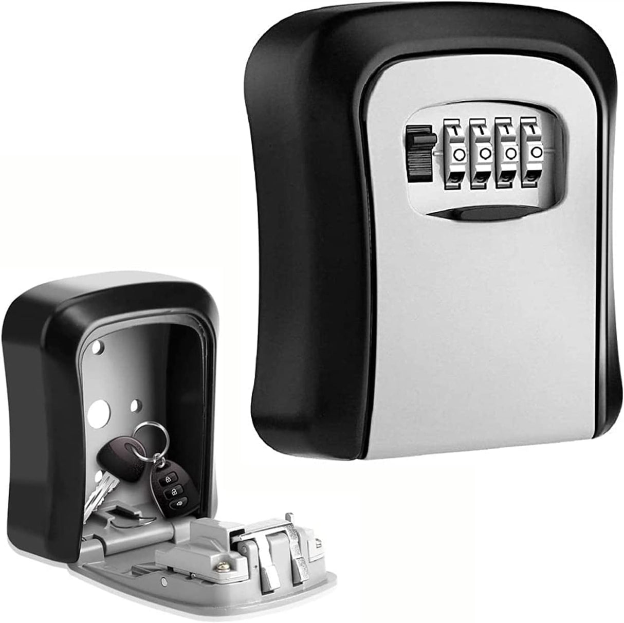 SKEIDO 4 Digit Metal Outdoor Safe Key Box Key Storage Organizer Box Security Storage Lock Box Outdoor Wall Mount Case Storage Tools