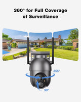 SEHMUA Security Cameras Wireless Outdoor (4-cam-kit), No Subscription Fee | 64GB Built-in Storage, 360° PTZ Coverage, 4MP Live Video, Color Night Vision, Instant Alerts, Solar Security Camera System
