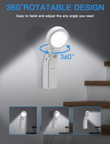 Motion Sensor Light Indoor Rechargeable Battery Powered LED Night Light with PIR Montion Sensor Bedroom Dusk to Dawn Light Sensor Auto Light Desk Lamp & Flashlight [White Light Energy Class A+++]