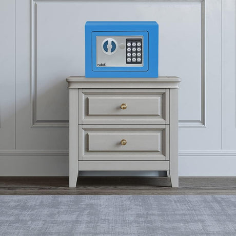 Rubik Mini Cash Deposit Drop Slot Safe Box with Key and Pin Code Option (Blue)
