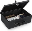 Fireproof Document Box with Key Lock, Safe Storage Box for Valuables, Fire Resistance Security Chest, Fireproof Box for Documents, Passport, Cash, Tablet, Exterior 12.8'' x 8.4'' x 4.5'' Black