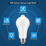 SYOSI Motion Sensor Light Bulbs, , 12W (100W Equivalent) PIR Motion Activated Dusk to Dawn Light Bulb, E26 6000K Cool White Security Bulb for Front Door Garage Hallway, 2 Pack