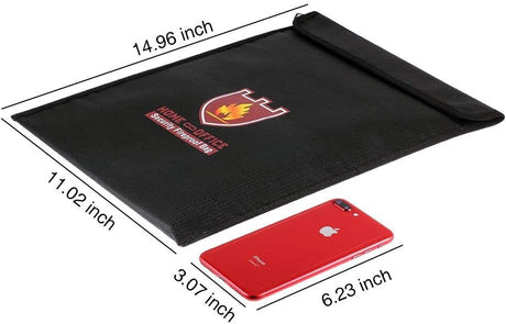 ruboka Fireproof Document Bag, 15" x 11" Solid Silicone Coated Fire Resistant & Water Resistant Money Fireproof Safe Storage for Jewelry, Zipper Closure for Maximum Protection