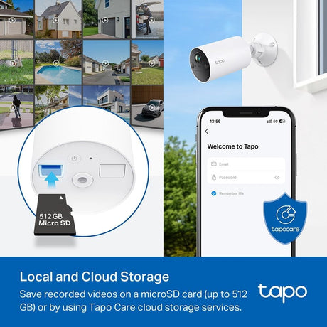 Tapo C410 Outdoor/Indoor Battery Wi-Fi Camera, 2K 3MP, 6400mAh, AI Person Detection, Color Night Vision, No Hub Required, Solar Panel Compatible