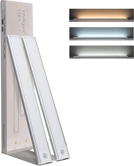 Under Cabinet Light, Necomi 2 Pack 3 Colors Motion Sensor Light 2500mAh Rechargeable Wireless Closet light,Dimmable Night Lights for Bedroom,Closet,Kitchen,Hallway, Cupboard Light,40CM