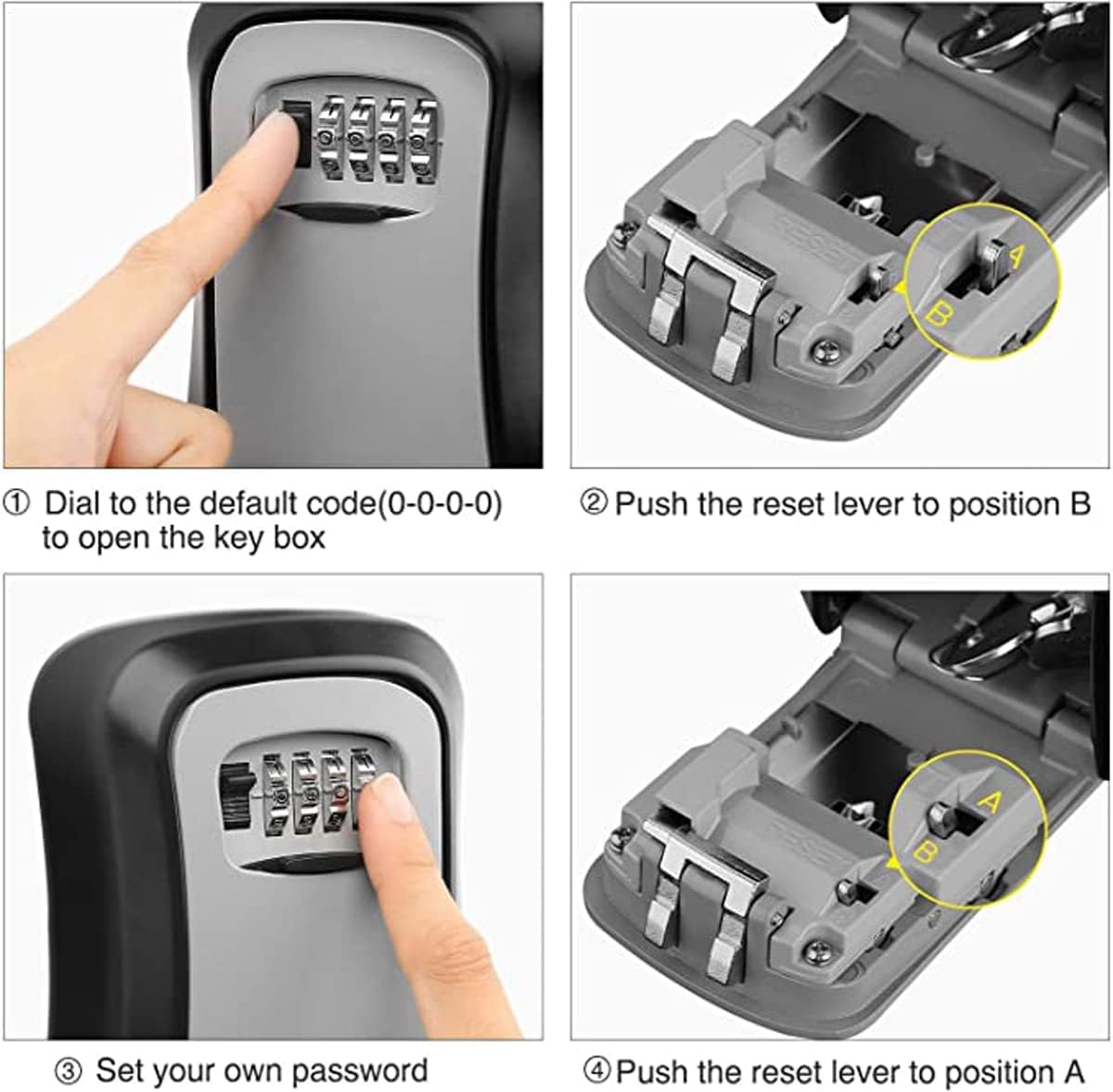 SKEIDO 4 Digit Metal Outdoor Safe Key Box Key Storage Organizer Box Security Storage Lock Box Outdoor Wall Mount Case Storage Tools