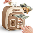 Electronic Money Box for Kids – Azonee Fingerprint Money Saving Box with Music, ATM Style Coin Bank for Girls & Boys, Secure Digital Money Box for Saving Coins, Birthday for Boys Girls (Light Brown)