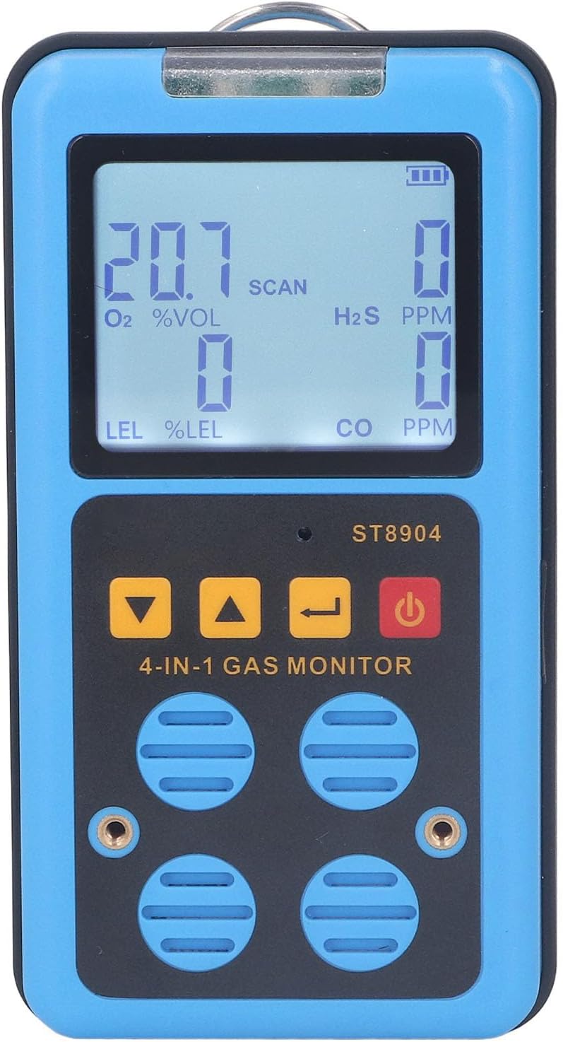 BROLEO Portable 4-Gas Detector (H2S/O2/CO/LEL) with LCD + Alarm