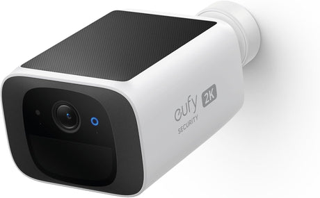 eufy security S220 SoloCam Solar Security Camera Outdoor Wireless, Continuous Power, 2K Resolution Home Security Camera, 2.4 GHz Wi-Fi, No Monthly Fee, HomeBase 3 Compatible (1, Solo Cam)